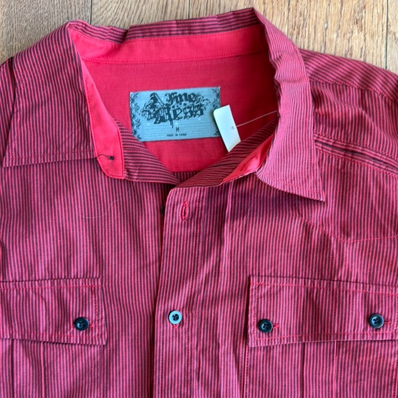 A Fine Mess Men's Red and Black Striped Shirt - Picture 2 of 5